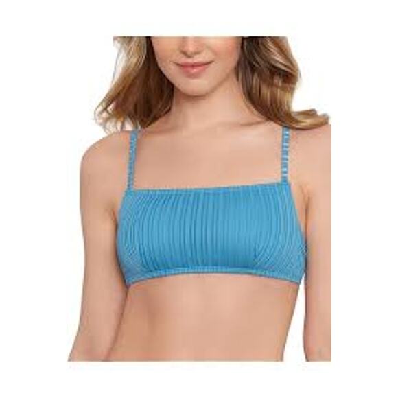 SALT + COVE Ribbed Knit Bikini Bralette Tank Style Swim Top Padded Blue NWT XS - Picture 1 of 7